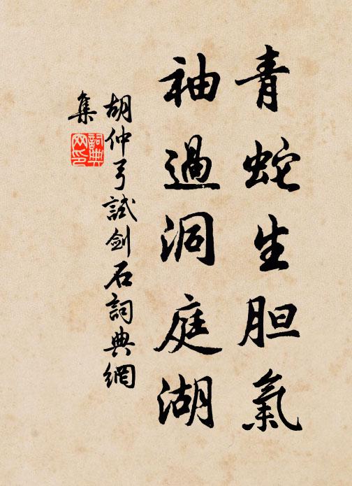 胡仲弓青蛇生胆气，袖过洞庭湖书法作品欣赏