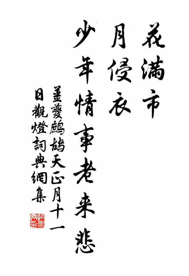 姜夔花满市，月侵衣，少年情事老来悲书法作品欣赏