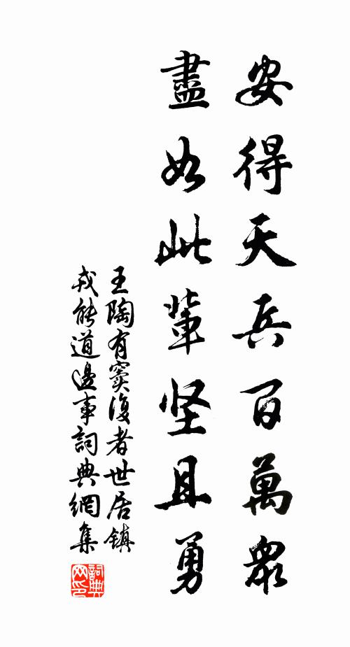 王陶安得天兵百万众，尽如此辈坚且勇书法作品欣赏