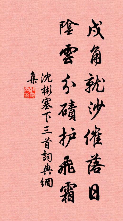 沈彬戍角就沙催落日，阴云分碛护飞霜书法作品欣赏