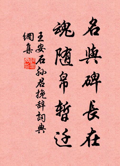 王安石名与碑长在，魂随帛暂迁书法作品欣赏