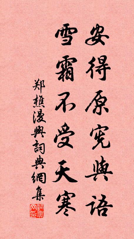 郑樵安得原宪与语，雪霜不受天寒书法作品欣赏