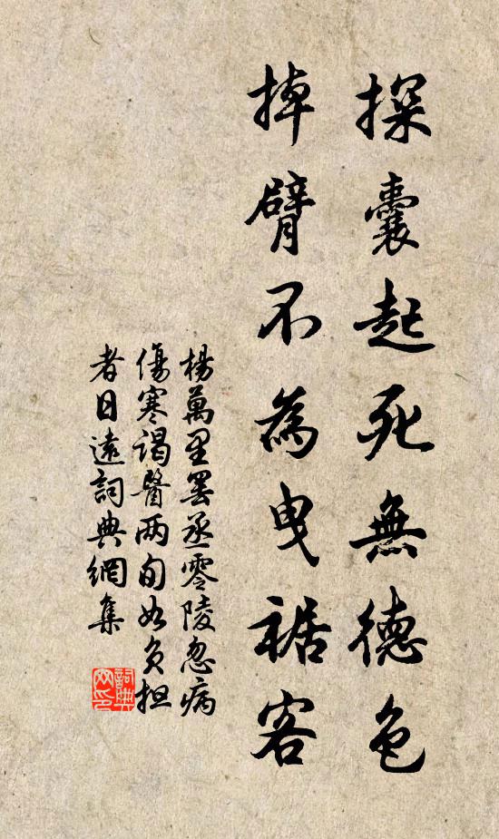 杨万里探囊起死无德色，掉臂不为曳裾客书法作品欣赏