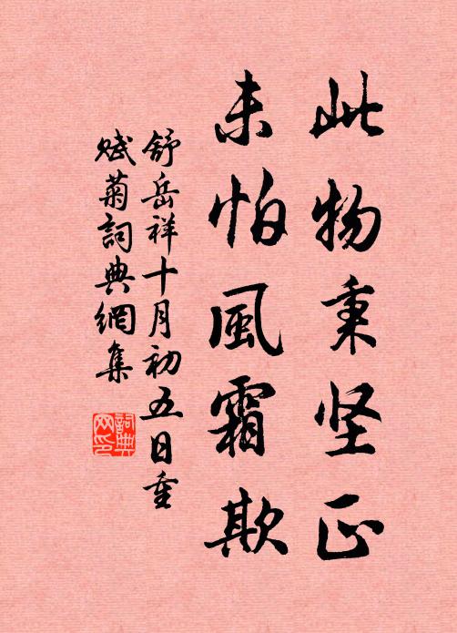 舒岳祥此物秉坚正，未怕风霜欺书法作品欣赏