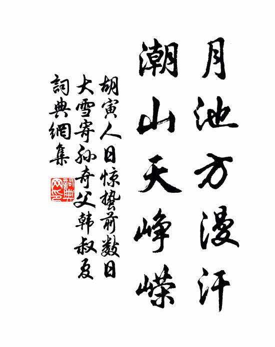 胡寅月池方漫汗，潮山天峥嵘书法作品欣赏