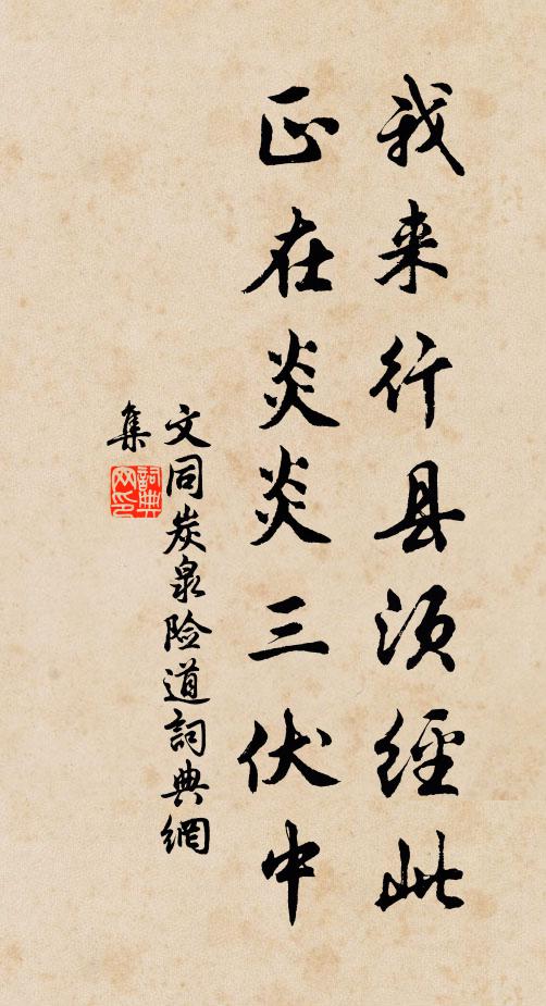 文同我来行县须经此，正在炎炎三伏中书法作品欣赏
