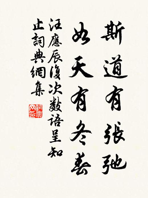 汪应辰斯道有张弛，如天有冬春书法作品欣赏
