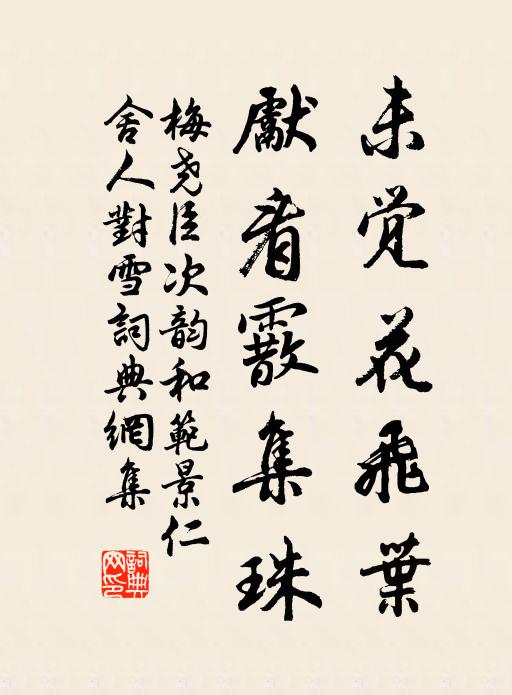 梅尧臣未觉花飞叶，先看霰集珠书法作品欣赏