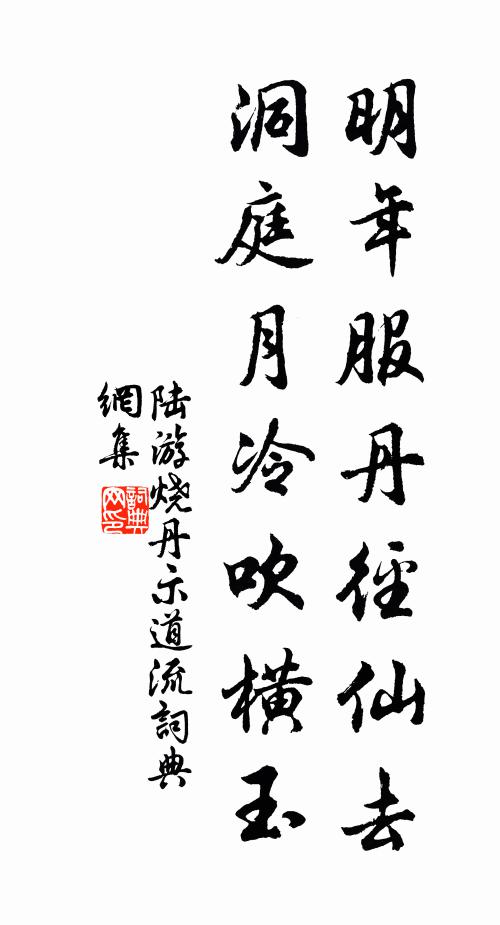 陆游明年服丹径仙去，洞庭月冷吹横玉书法作品欣赏