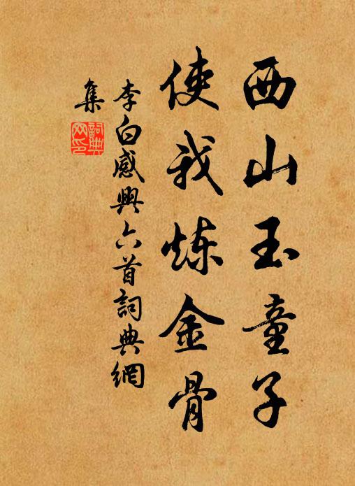 李白西山玉童子，使我炼金骨书法作品欣赏