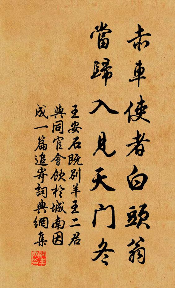 王安石赤车使者白头翁，当归入见天门冬书法作品欣赏