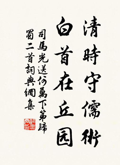 司马光清时守儒术，白首在丘园书法作品欣赏