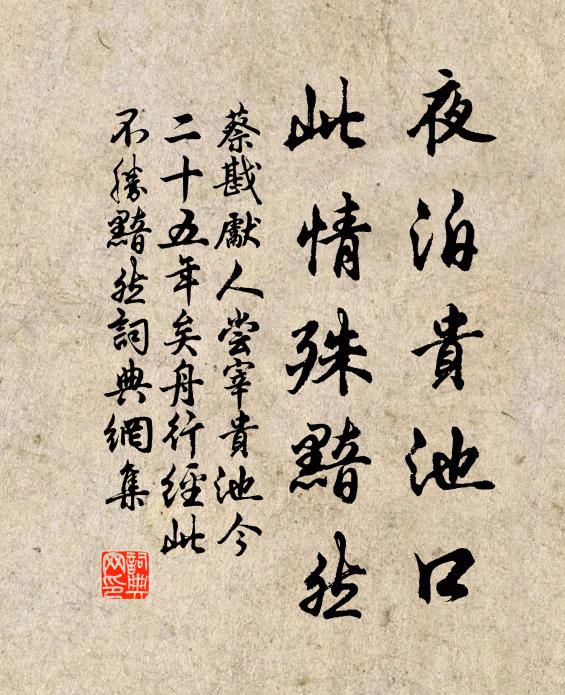蔡戡夜泊贵池口，此情殊黯然书法作品欣赏
