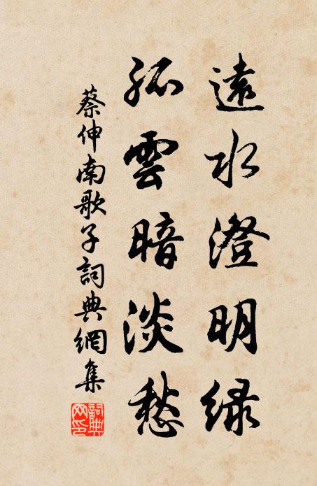 蔡伸远水澄明绿，孤云暗淡愁书法作品欣赏