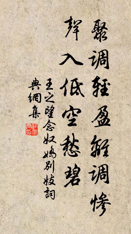 王之望聚调轻盈离调惨，声入低空愁碧书法作品欣赏