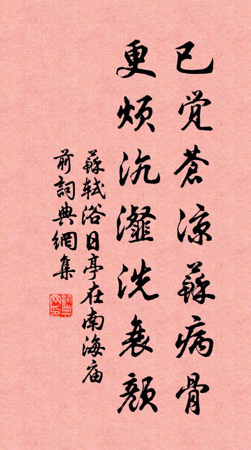 苏轼已觉苍凉苏病骨，更烦沆瀣洗衰颜书法作品欣赏