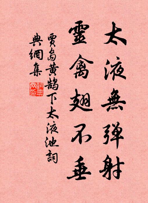 贾岛太液无弹射，灵禽翅不垂书法作品欣赏