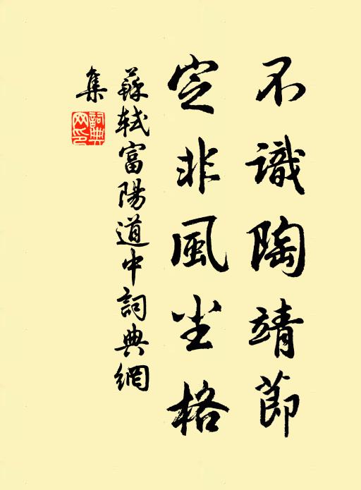 苏轼不识陶靖节，定非风尘格书法作品欣赏