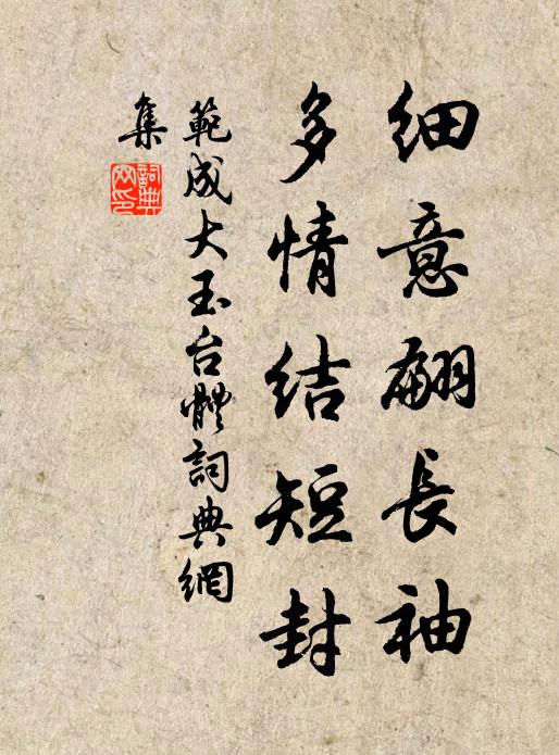 范成大细意翩长袖，多情结短封书法作品欣赏