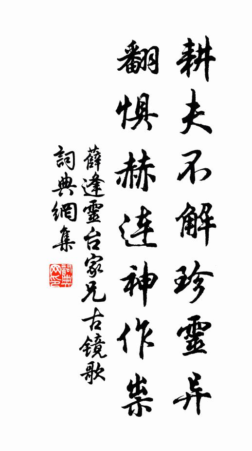 薛逢耕夫不解珍灵异，翻惧赫连神作祟书法作品欣赏