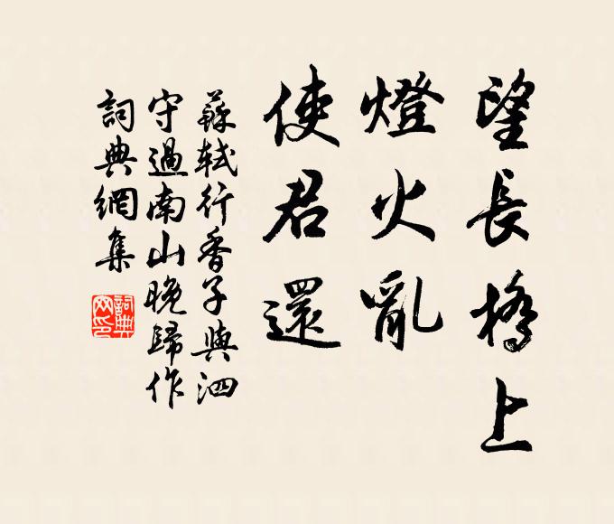 苏轼望长桥上，灯火乱，使君还书法作品欣赏
