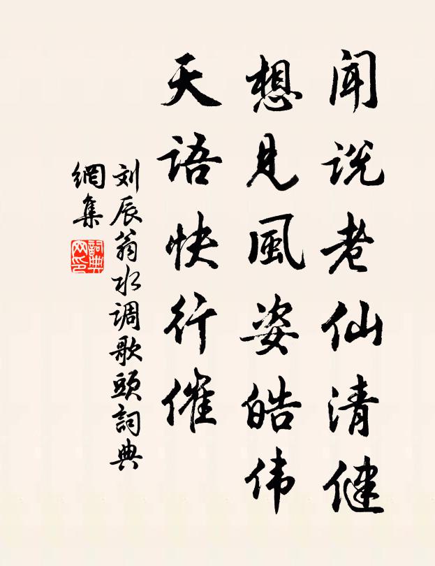 刘辰翁闻说老仙清健，想见风姿皓伟，天语快行催书法作品欣赏