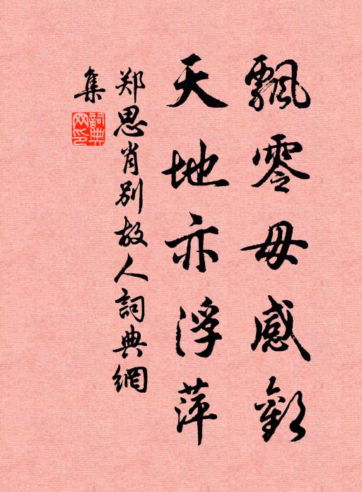 郑思肖飘零毋感欢，天地亦浮萍书法作品欣赏
