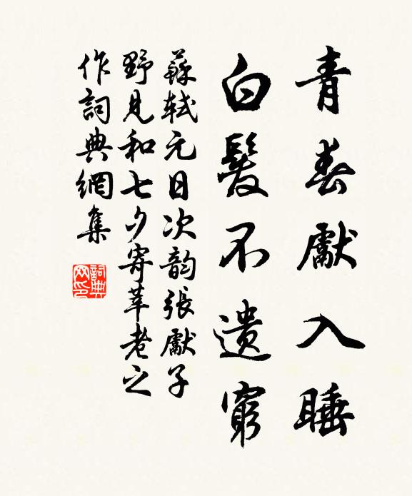 苏轼青春先入睡，白发不遗穷书法作品欣赏