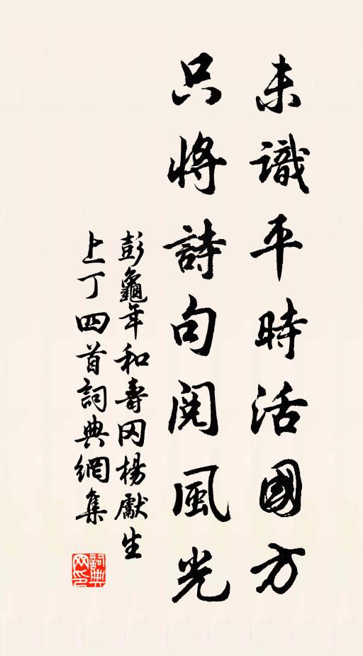 彭龟年未识平时活国方，只将诗句阅风光书法作品欣赏