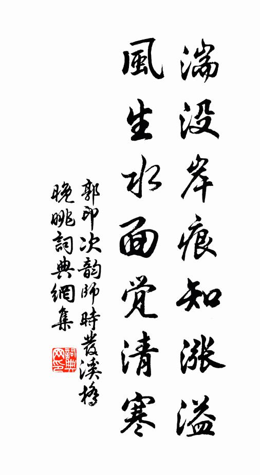郭印湍没岸痕知涨溢，风生水面觉清寒书法作品欣赏