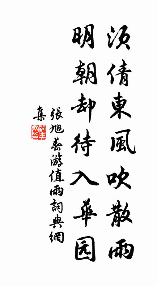 张旭须倩东风吹散雨，明朝却待入华园书法作品欣赏