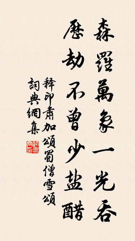 释印肃森罗万象一光吞，历劫不曾少盐醋书法作品欣赏