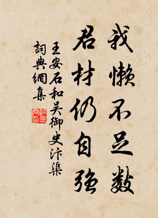 王安石我懒不足数，君材仍自强书法作品欣赏