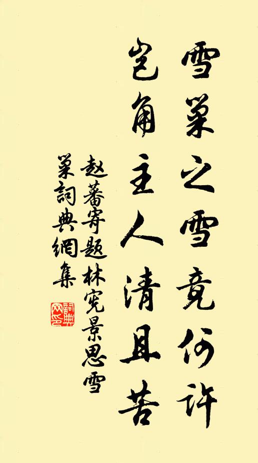 赵蕃雪巢之雪竟何许，岂角主人清且苦书法作品欣赏