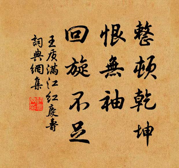 王质整顿乾坤，恨无袖、回旋不足书法作品欣赏