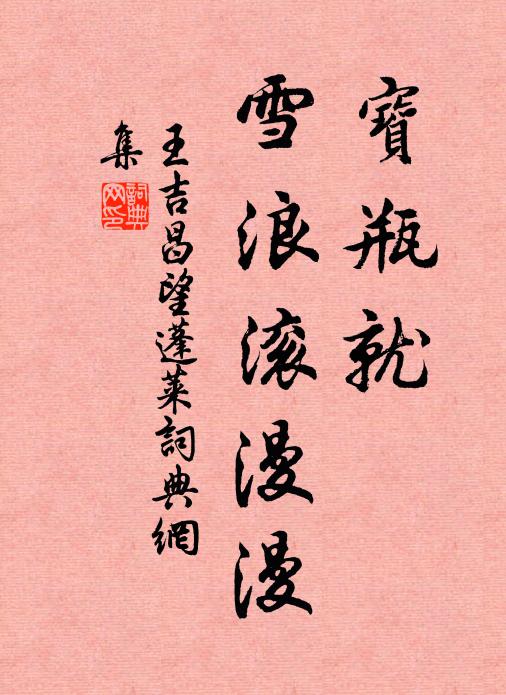 王吉昌宝瓶就，雪浪滚漫漫书法作品欣赏