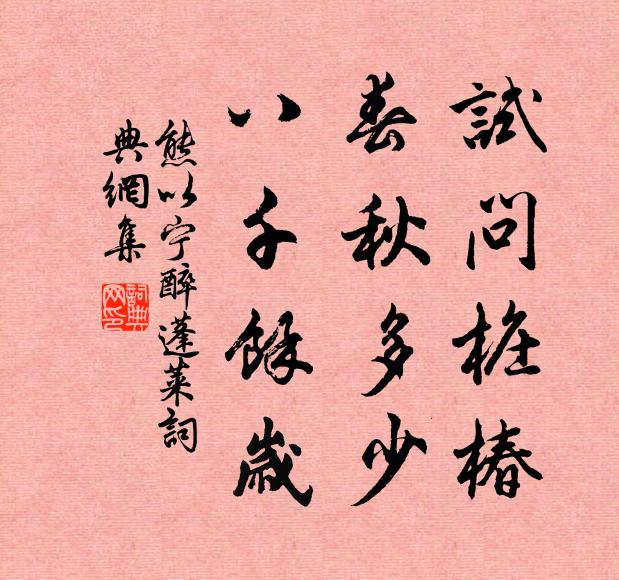 熊以宁试问桩椿，春秋多少，八千馀岁书法作品欣赏