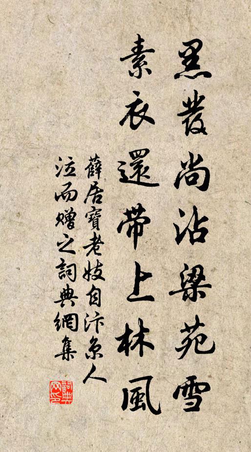 薛居宝黑发尚沾梁苑雪，素衣还带上林风书法作品欣赏
