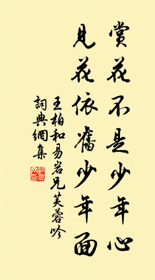 王柏赏花不是少年心，见花依旧少年面书法作品欣赏