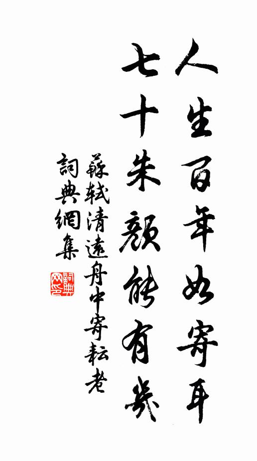 苏轼人生百年如寄耳，七十朱颜能有几书法作品欣赏