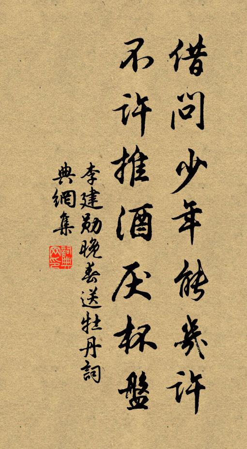 李建勋借问少年能几许，不许推酒厌杯盘书法作品欣赏