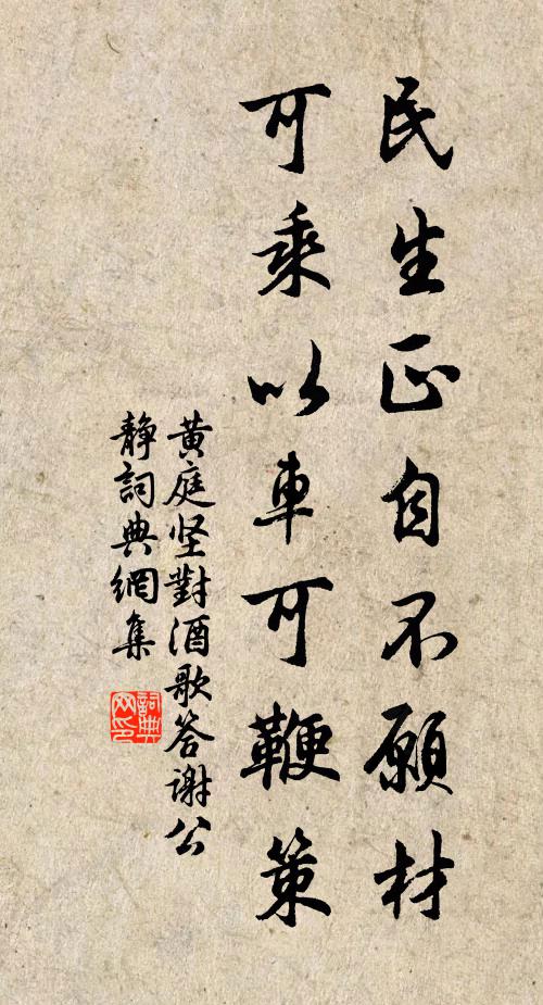 黄庭坚民生正自不愿材，可乘以车可鞭策书法作品欣赏