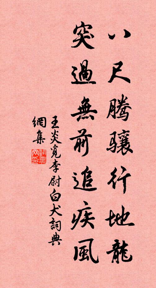 王炎八尺腾骧行地龙，突过无前追疾风书法作品欣赏