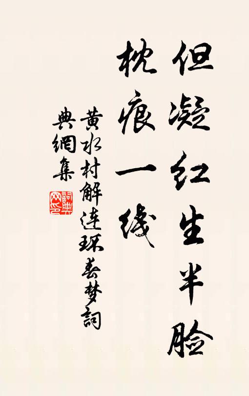 黄水村但凝红生半脸，枕痕一线书法作品欣赏