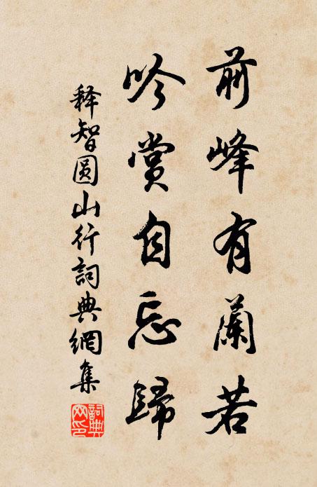 释智圆前峰有兰若，吟赏自忘归书法作品欣赏