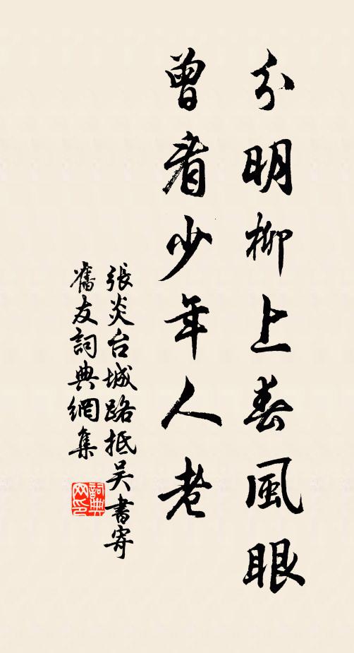 张炎分明柳上春风眼，曾看少年人老书法作品欣赏