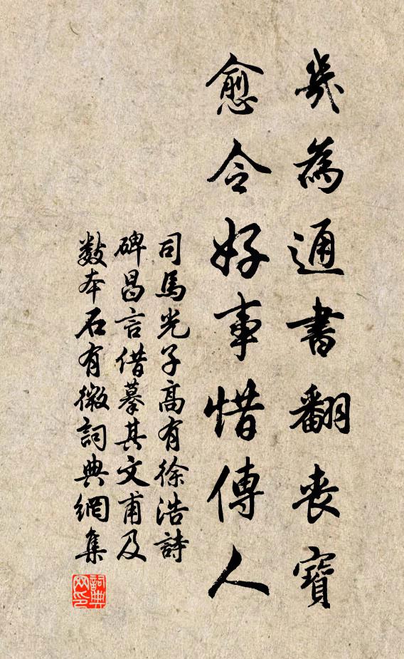 司马光几为通书翻丧宝，愈令好事惜传人书法作品欣赏