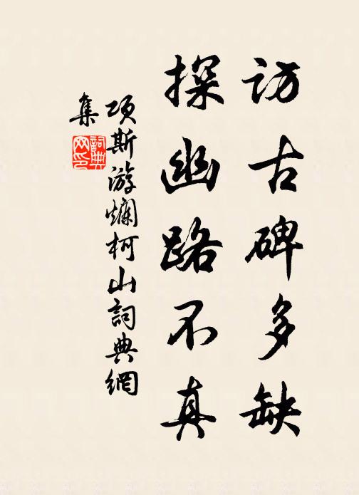 项斯访古碑多缺，探幽路不真书法作品欣赏