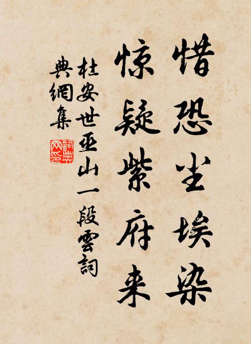 杜安世惜恐尘埃染，惊疑紫府来书法作品欣赏