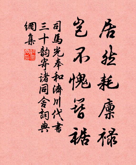 司马光居然耗廪禄，岂不愧簪裾书法作品欣赏